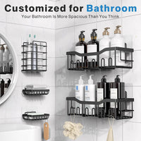 Étagère de Douche Sans Percer Inox Noir, Lot de 5 Pièces