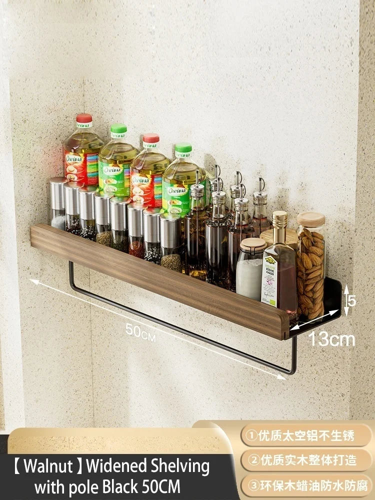 Étagère Murale en Bois et Aluminium, Blanc ou Noir, 20 à 60 cm