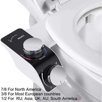Bidet Non Électrique pour WC, Double Buse Autonettoyante, Eau Froide ou Chaude