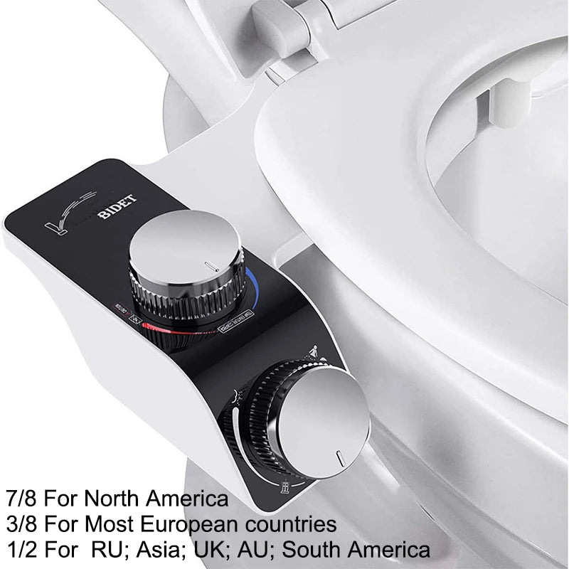 Bidet Non Électrique pour WC, Double Buse Autonettoyante, Eau Froide ou Chaude