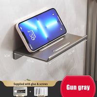 Porte-Papier Toilette Mural Aluminium avec Tablette, Noir ou Gris Anthracite