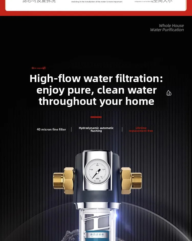 Préfiltre d'Eau Toute la Maison Auto-Nettoyant, Tamis Inox 316, 40 Microns
