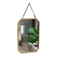 Miroir Mural Rectangulaire Doré à Suspendre avec Chaîne, Angles Coupés