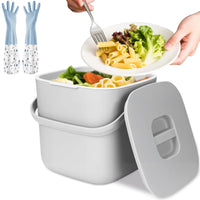 Poubelle Cuisine Compost avec Couvercle et Panier Filtrant Amovible, Gris Clair