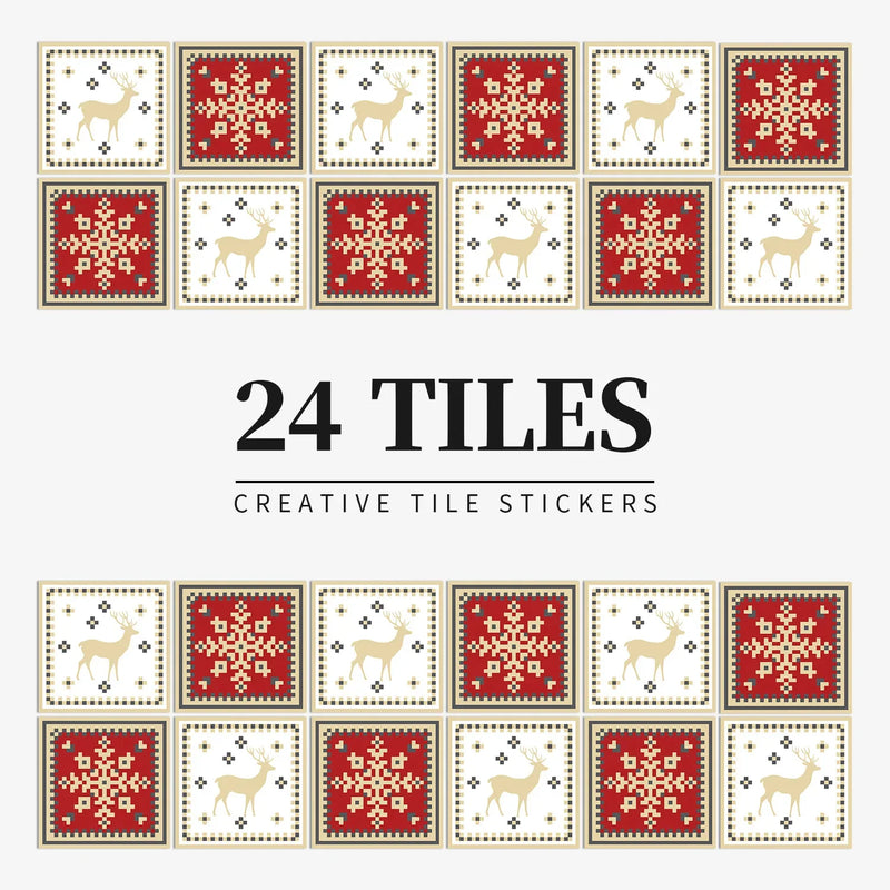 Autocollants Carrelage Adhésifs pour Crédence et Salle de Bain, 26 Motifs, Lot de 24