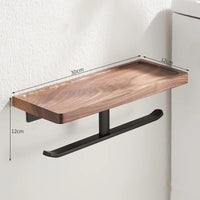 Porte-Papier Toilette Mural avec Tablette en Bois, Noir ou Blanc, 16 à 30 cm