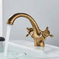 Mitigeur Lavabo Rétro Double Poignée Croisillons Laiton, 5 Finitions