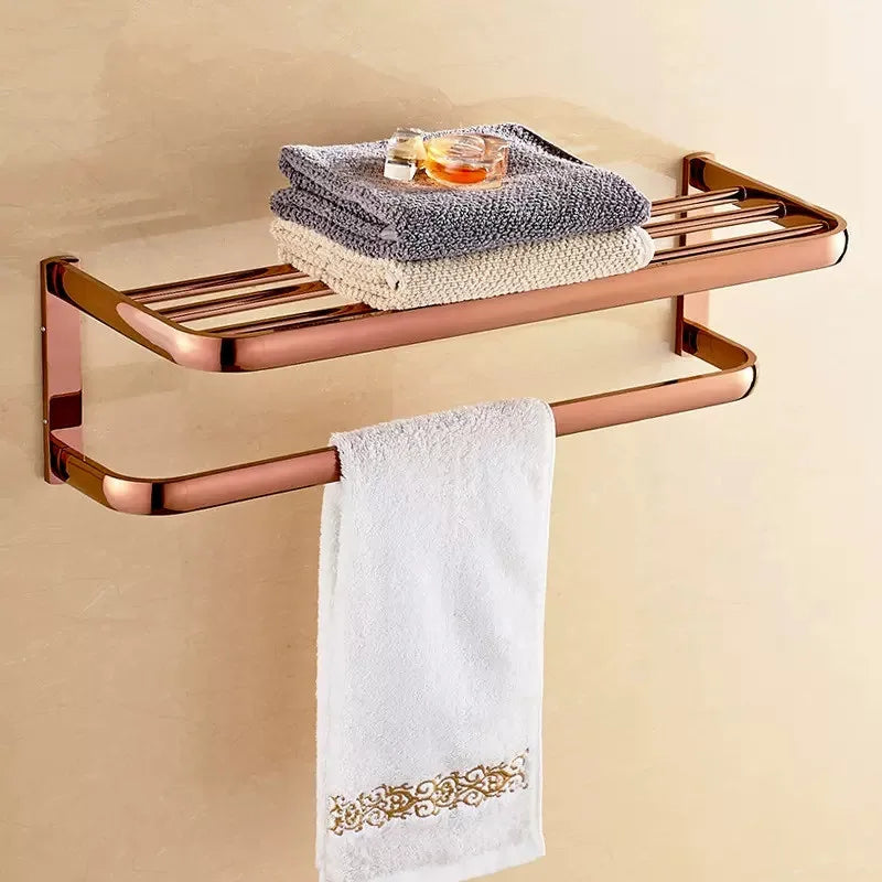 Accessoires Salle de Bain Or Rose Laiton à la Pièce, 13 Articles