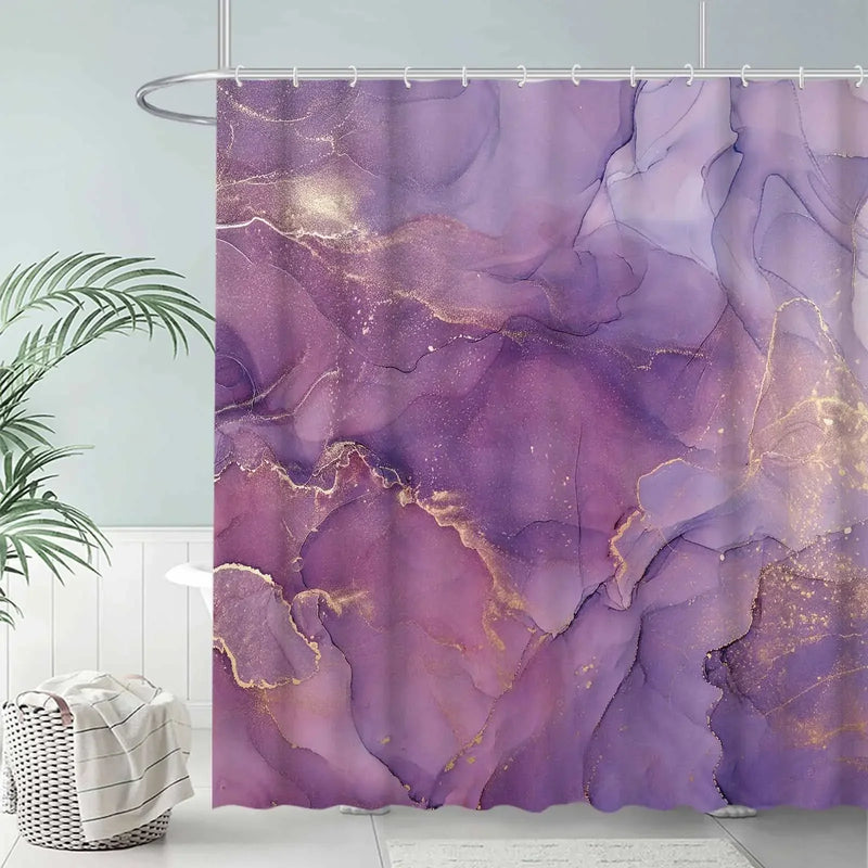 Rideau de Douche Effet Marbre en Tissu, 18 Motifs, 90 à 300 cm