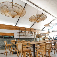 Suspension Cuisine Rotin Chapeau de Paille Wabi-Sabi, Ø 60 à 120 cm