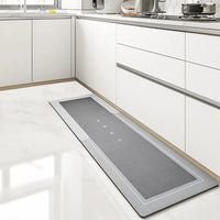 Tapis de Cuisine Diatomite Antidérapant Gris à Bordure Claire, 3 Teintes