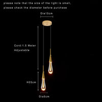 Suspension Cuisine Goutte d'Eau Cristal Doré LED, 1 à 10 Gouttes