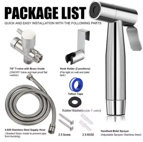 Douchette WC Inox Kit Complet Anti-Calcaire