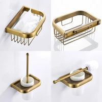 Accessoires Salle de Bain Laiton Vieilli Brossé à la Pièce, 9 Articles