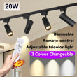 Spot LED sur Rail Dimmable, Kit 3 à 8 Spots 20 W avec Télécommande