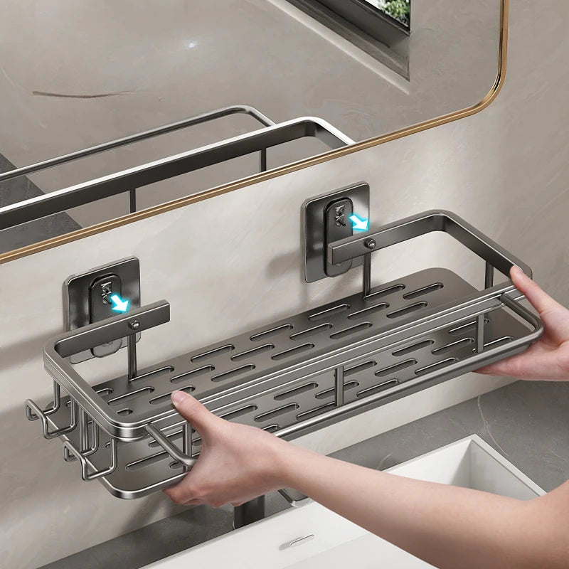 Étagère de Douche Murale Aluminium Sans Perçage 31,5 cm