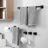 Accessoires Salle de Bain Noir Mat à la Pièce, 13 Articles