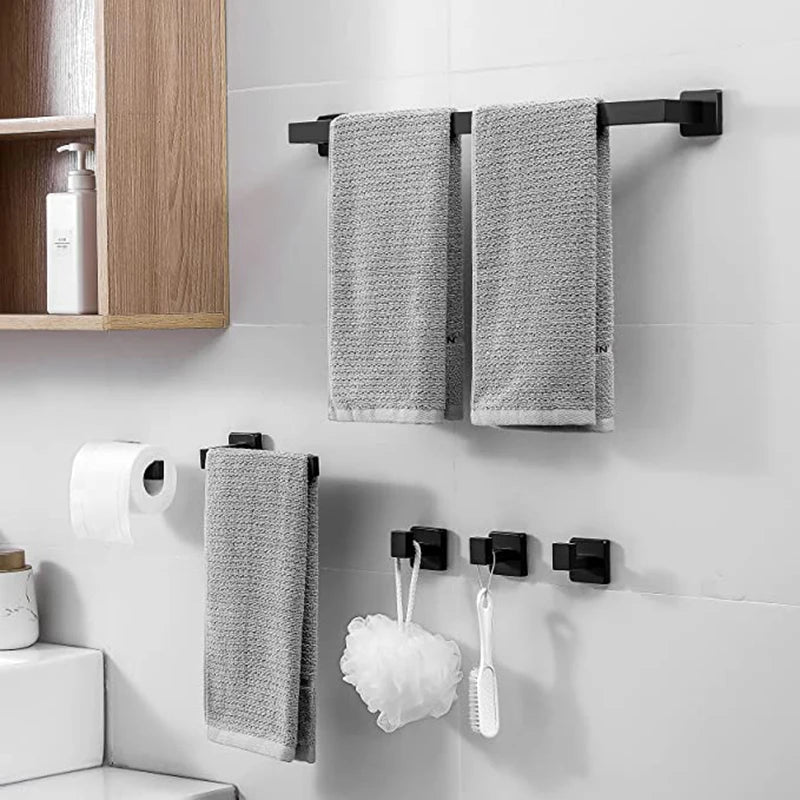 Accessoires Salle de Bain Noir Mat à la Pièce, 13 Articles