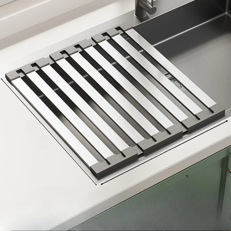 Égouttoir à Vaisselle Enroulable Inox 304 sur Évier, 35 à 55 cm