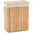 Panier à Linge Bambou 106 L, 4 Compartiments, Couvercle et Sac Amovible