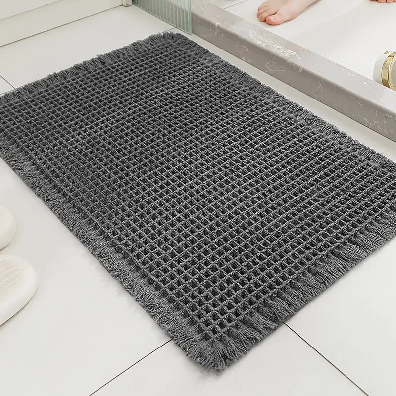 Tapis de Bain à Pompons Antidérapant Ultra Absorbant