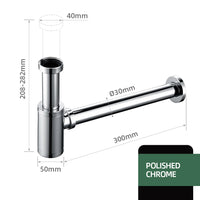 Siphon de Lavabo Laiton Mural Réglable 20,8 à 28,2 cm, 6 Finitions