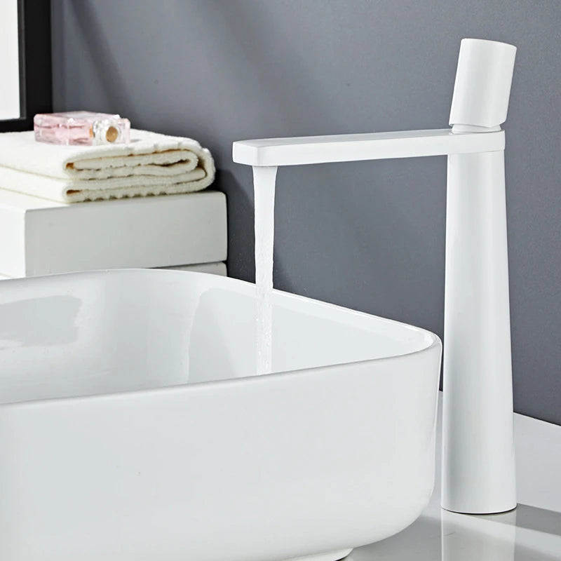 Mitigeur Lavabo Monotrou Blanc, Noir ou Chromé, Modèle Haut ou Bas