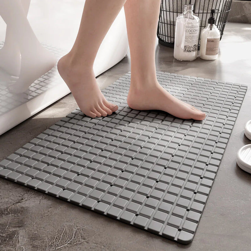 Tapis de Douche Antidérapant en PVC Drainant, Quadrillé 71 x 40 cm