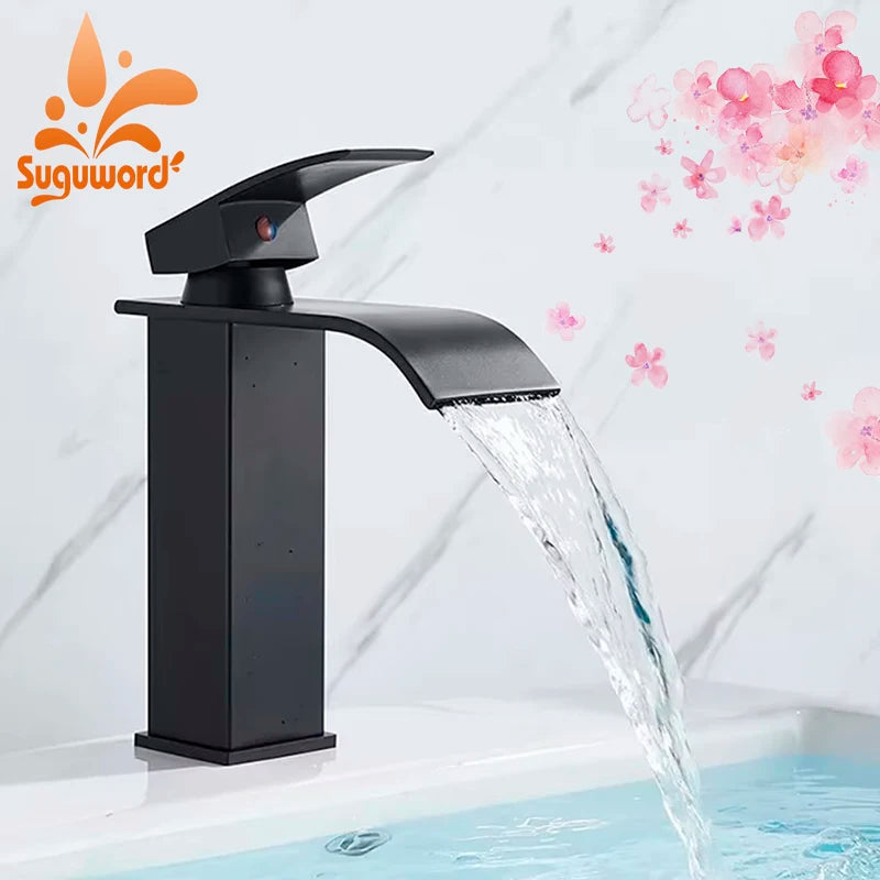 Mitigeur Lavabo Cascade Monotrou Inox 304, 7 Finitions, Modèle Bas ou Haut
