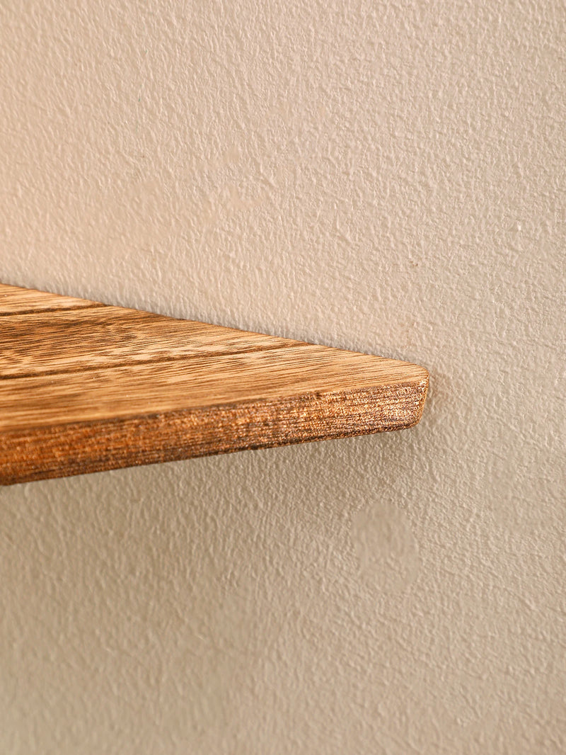 Étagère d'Angle Murale en Bois Brûlé, Étagère Seule ou Lot de 3