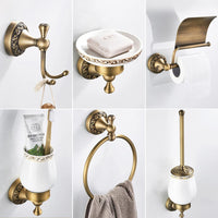 Ensemble d'Accessoires de Salle de Bain Bronze Antique avec Étagère