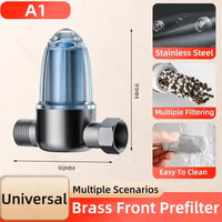 Préfiltre d'Eau Laiton pour Chauffe-Eau, Cartouche Inox Lavable et Détachable