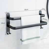 Porte-Serviette Mural Noir Sans Perçage Aluminium 1 à 3 Barres