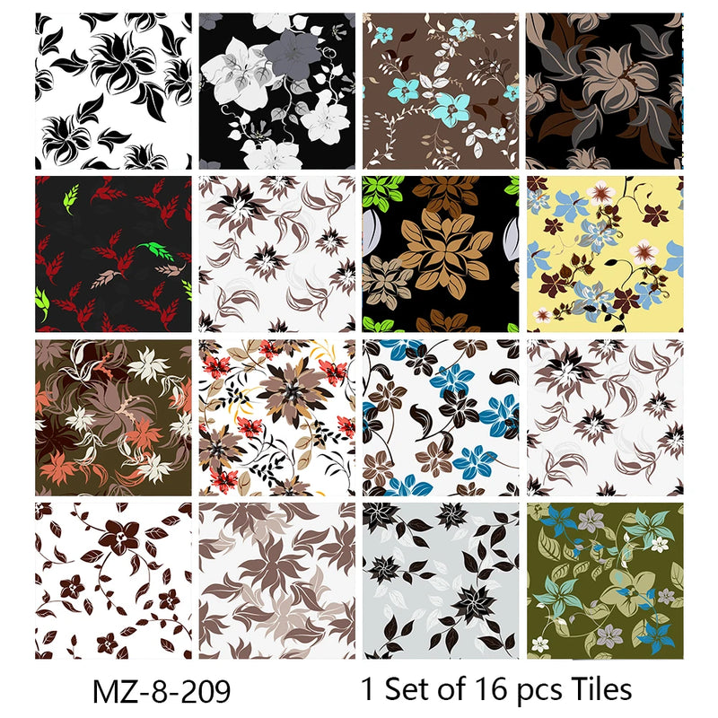 Lot de 16 Stickers Carrelage Adhésifs Motif Aquarelle