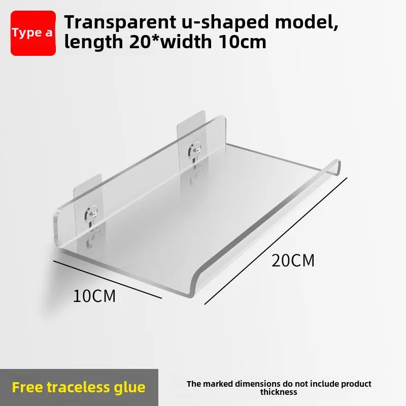 Étagère Salle de Bain Murale en Acrylique Transparente, Sans Perçage