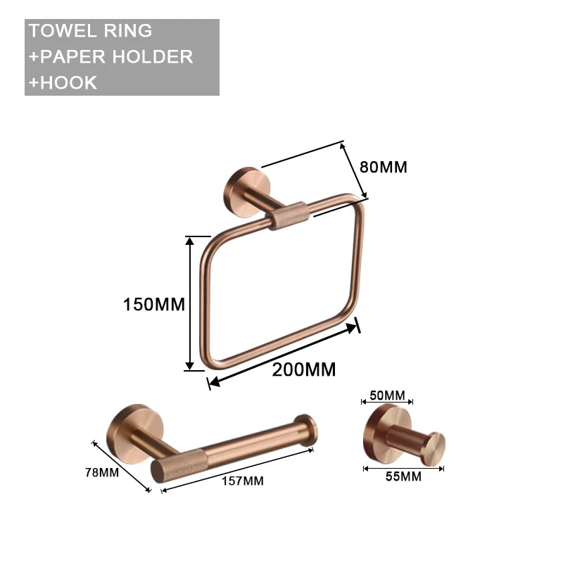 Accessoires Salle de Bain Or Rose Brossé, à la Pièce ou en Ensemble