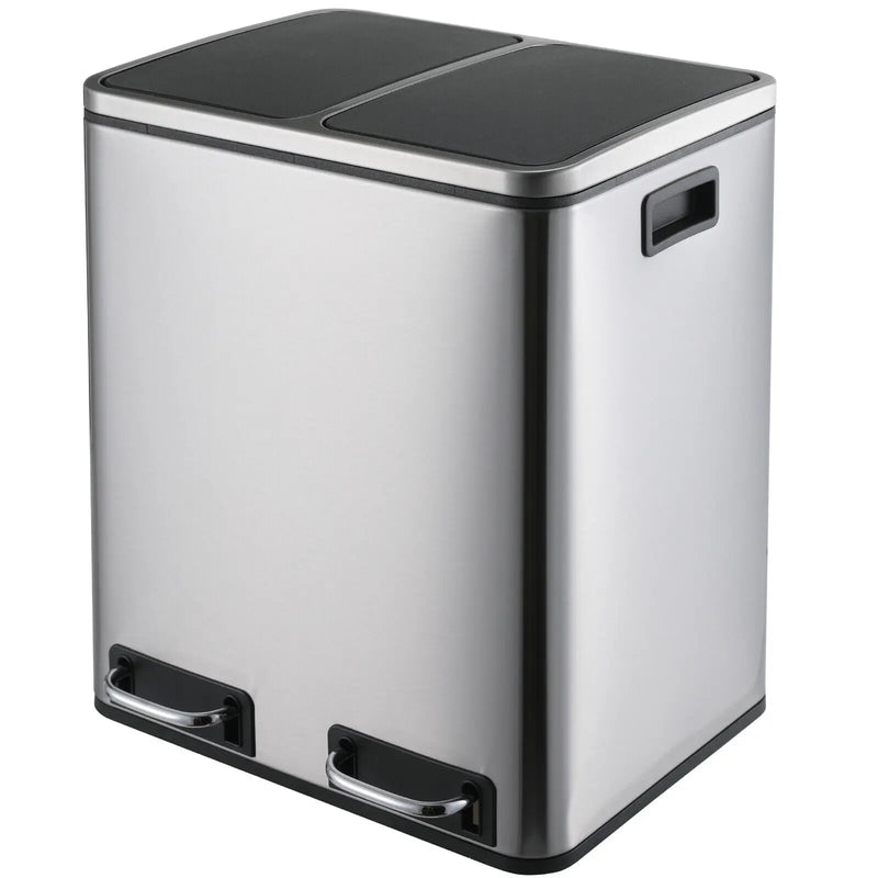 Poubelle de Cuisine Tri Sélectif 30 L, Noir, Inox ou Blanc