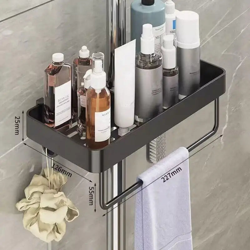 Étagère de Douche pour Barre de Douche en Aluminium, Sans Perçage