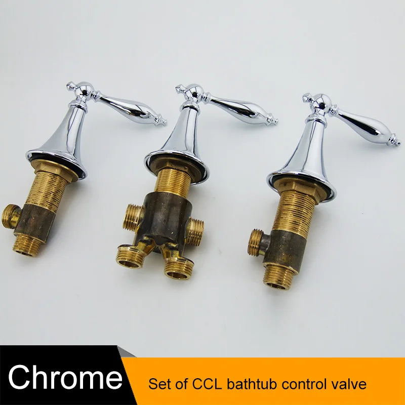 Vanne de Baignoire Laiton Chromé, Quatre Styles de Poignée, 10 Modèles