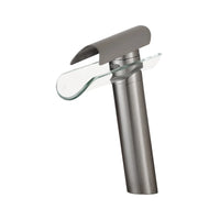 Mitigeur Lavabo Cascade Verre Chromé, Noir ou Nickel, Bec Court ou Haut