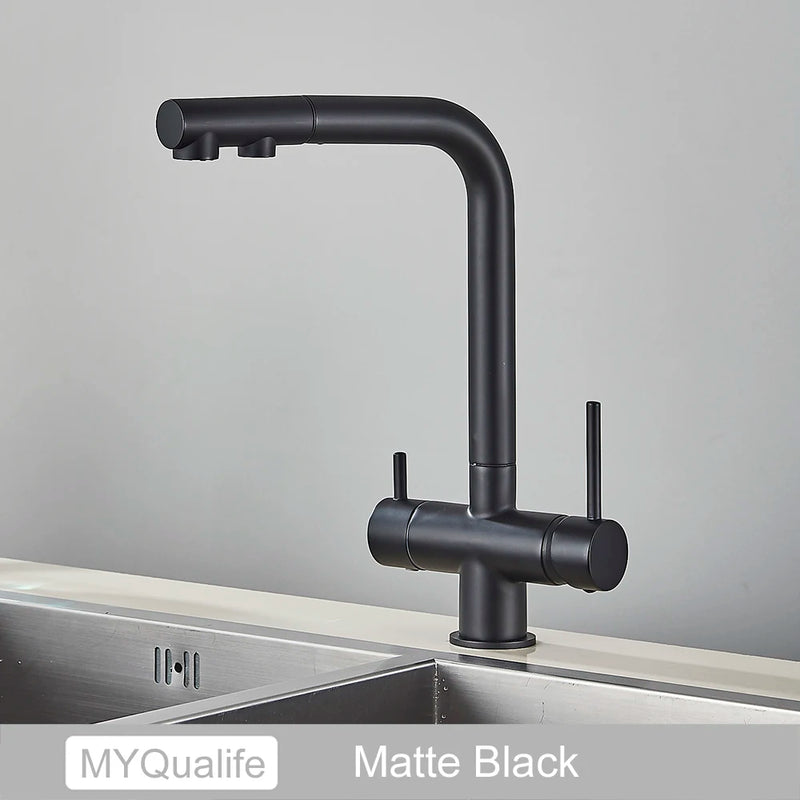 Mitigeur de Cuisine Filtrant Laiton Double Poignée Extractible
