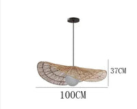 Suspension Cuisine Rotin Tressé Pétale, Brun ou Blanc, 40 à 100 cm