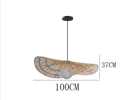 Suspension Cuisine Rotin Tressé Pétale, Brun ou Blanc, 40 à 100 cm