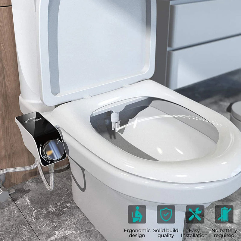 Bidet WC Non Électrique Double Buse Raccord G1/2, Rallonge Flexible en Option