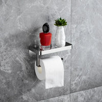 Porte-Papier Toilette Mural Inox 304 Chromé avec Tablette