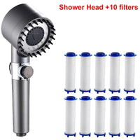 Pommeau de Douche à Filtre Massage, Kit avec Flexible et Support, Gris ou Violet