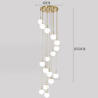 Suspension Cuisine Spirale Globes Blancs, Escalier ou Îlot, 3 à 25 Têtes