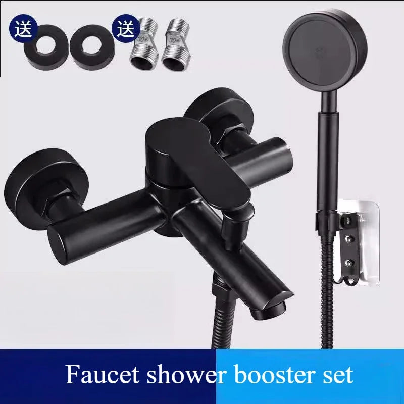 Robinet de Baignoire Mural Bain-Douche Inox 304 Noir ou Brossé