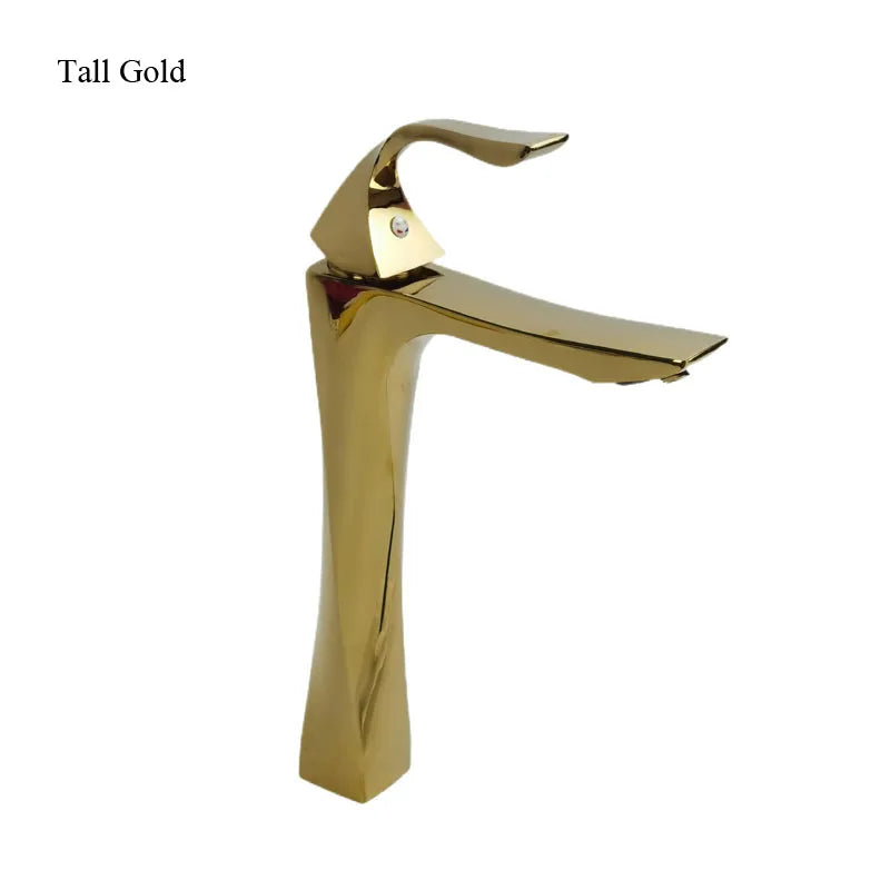 Mitigeur Lavabo Design Torsadé, Doré ou Chromé, Bas ou Haut