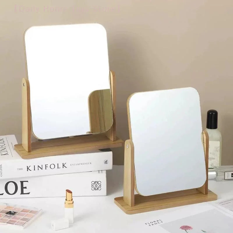 Miroir de Table Pivotant en Bois Rectangulaire, 17 x 22 ou 13 x 18 cm
